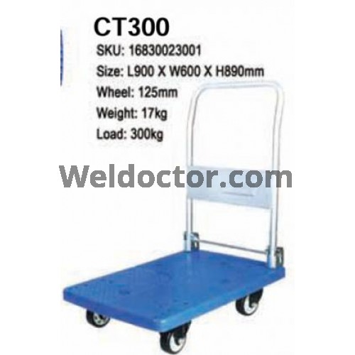 Jasmine FD300-DX Folding Blue PVC Platform Flat Bed Trolley 300k