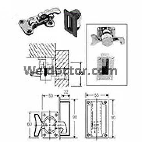 Door Fastener (Hook Type for Sliding door, Stainless Steel) IMPA 490646