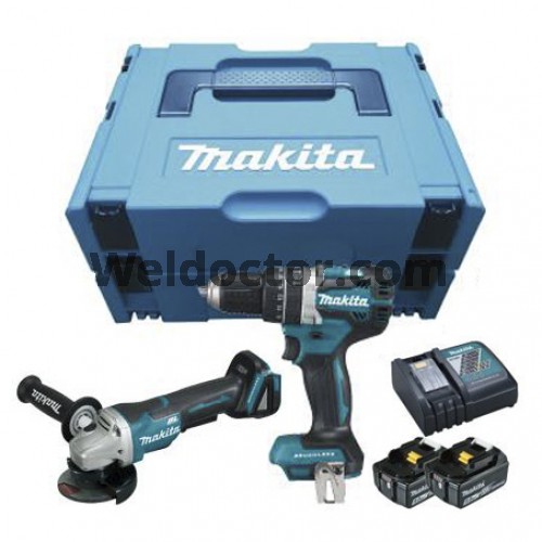 Makita DLX2215TJ 18V 2 x 5.0AH Li-Ion Combo Kit (DHP484Z+DGA408Z)  [DLX2215TJ]